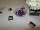 Centerpieces with M&Ms, snapshots, and of course flowers